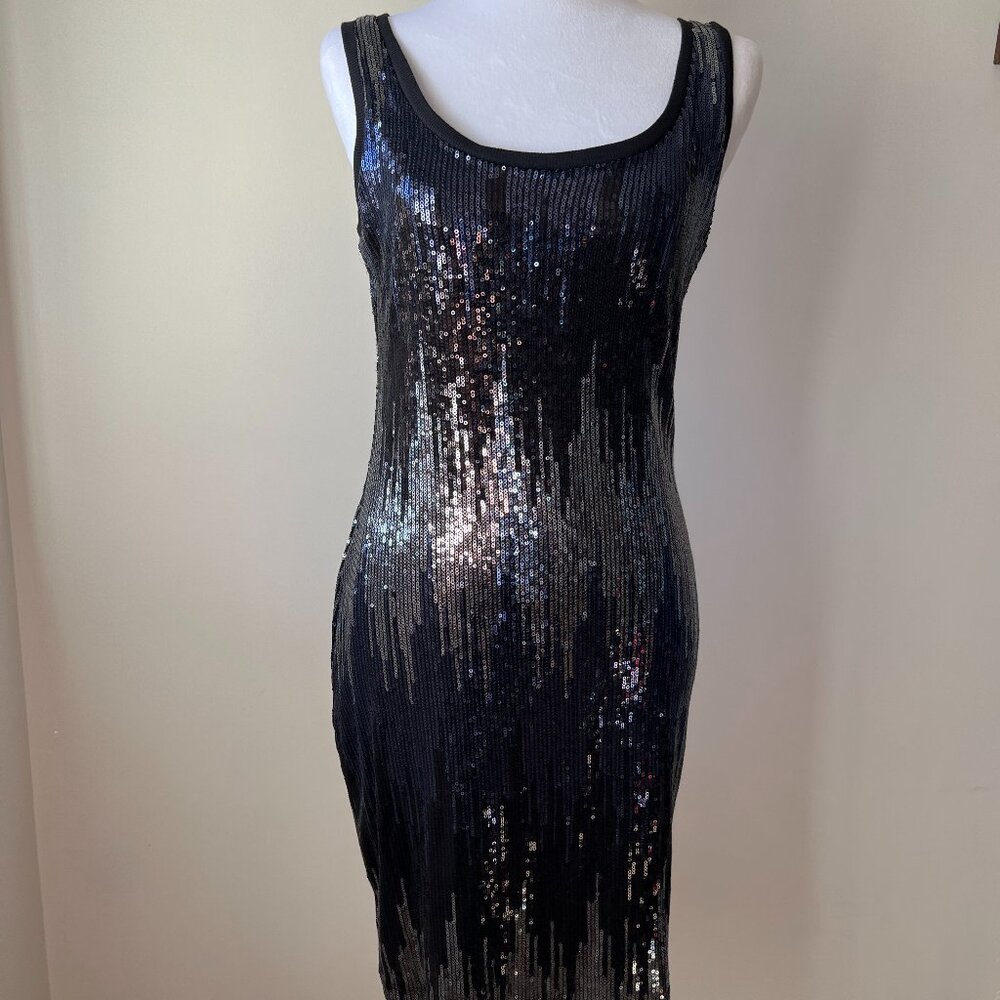 🖤 Willow & Clay Black Sequin Bodycon Midi Dress - Evening Glam! M 🖤